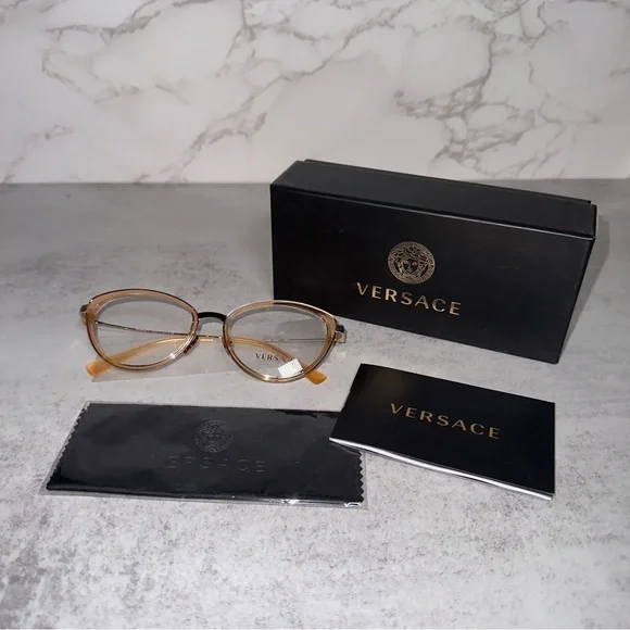 Versace Gold/Orange Eyeglasses - VE 1244-1406 Demo Lens, 53mm Versace VE1274 Eyeglasses | LensCrafters main image 3